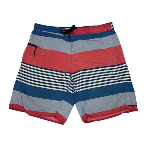 Patagonia Wavefarer 9" Board Shorts Striped Surf Swim Shorts Men's 38 - Picture 1 of 11